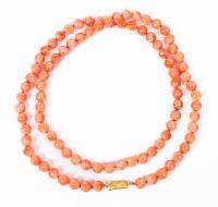 Ladies 34" String of Coral Beads with Vermeil Clasp