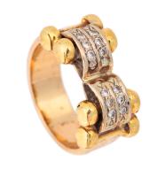Ladies 14K Yellow Gold and Diamond Ring in a Striking Contemporary Design
