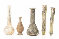 Group of Five Roman Glass Unguentaria and Kohl Tubes