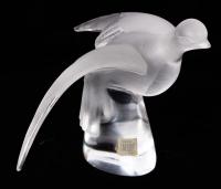 Large, Beautiful Lalique Dove "Auxo" in Frosted and Clear Crystal, Superior Pre-Owned Condition