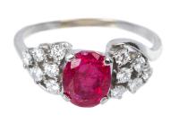 Ladies Platinum, Ruby and Diamond Ring, Perfect July Birthstone Ring
