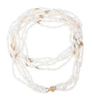 Quality 14K Yellow Gold 4 Strand Freshwater Pearl Necklace