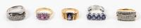 Collection of Five Bold Ladies Rings in New or Like New Condition all in 14K White or Yellow Gold with Precious and Semi-Preciou