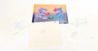 Disney's THE LITTLE MERMAID: Original 2 Layer Production Cel with Hand Painted Background, Pencil Sketch and Cel of Ariel