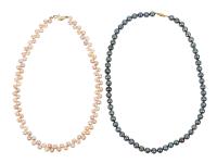 Lovely Pair of Pearls Each with 14K Yellow Gold Clasps. South Sea and Flat Backed Pearls