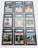 Topps 1976 Baseball Card Set with 9 Cards Graded Including Hank Aaron #1 Near Mint and Dennis Eckersley Rookie Card #98 Graded N