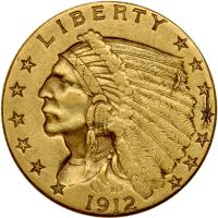 1912 $2.50 Indian Sharpness of VF