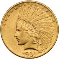 1911 $10 Indian AU58 - 2