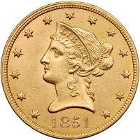 1851 $10 Liberty MS60