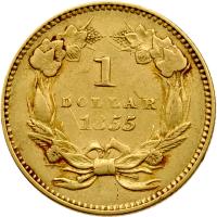 1855 $1 Gold Indian Sharpness of XF - 2