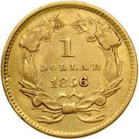 1856 $1 Gold Indian. Slanting 5 VF25 - 2