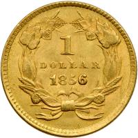 1856 $1 Gold Indian. Upright 5 MS60 plus - 2