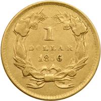 1856 $1 Gold Indian. Upright 5 EF45 - 2