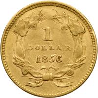 1856 $1 Gold Indian. Slanting 5 EF40 - 2