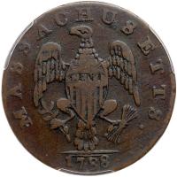 1788 Massachusetts Cent. Period after Massachusetts PCGS VF20 BN - 2