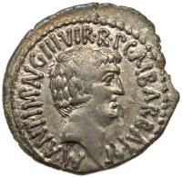 Mark Antony and Octavian. 41 BC. Silver Denarius (3.38g) VF
