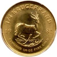 South Africa. 1/4 Krugerrand, 1981 PCGS MS66 - 2