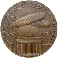 Germany. 1936 Large Graff Zeppelin Bronze Medal 115 mm Mint State - 2