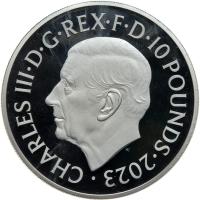 Great Britain. 2023 10 ozt Silver 10 Pounds. Charles III - 2