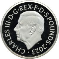 Great Britain. 2023 2 ozt. Silver 5 Pounds. Charles III.