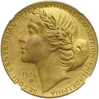 SC$1.00 1926 Philadelphia Sesquicentenial Expo Adam Pietz Brass Dollar HK-457 NG