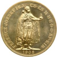 Hungary. 1908 Gold 100 Korona .9802 otz. Gem Brilliant Unc