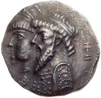 Elymaian Kingdom. Kamnaskires III, with Anzaze. Silver Tetradrachm (16.15 g), ca. 82/1-73/2 BC