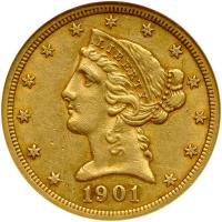 1901-S $5 Liberty ANACS AU55 - 2