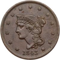 1843 Coronet Head 1C Sharpness of XF