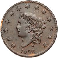 1830 Coronet Head 1C. Lg Letters VF35 - 2