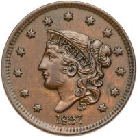 1837 Coronet Head 1C Sharpness of XF - 2