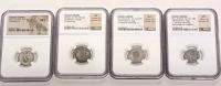 4-piece lot of High Grade Certified Roman Silver Denarii