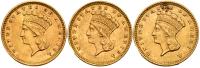 A Lot Of 3 Gold Dollars