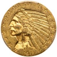 1911 $5 Indian PCGS MS62