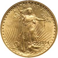 1914 $20 St. Gaudens NGC AU58