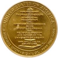 2007-W $10.00 gold Jefferson's Liberty &Acirc;&frac12; ozt .9999 Fine PCGS MS70 - 2