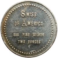 A Two Ounce .999 Fine Silver Round Made By Swiss Of America Unc