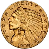 1908 $5 Indian VF30