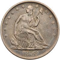 1858-O Liberty Seated 50C AU53