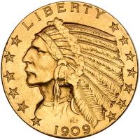 1909-D $5 Indian Sharpness of VF