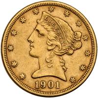 1893 and 1901 $5.00 Liberty EF40