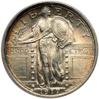 1917 Liberty Standing Quarter Dollar. Type 1. PCGS MS62 - 2