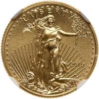 2016 $5.00 American Gold Eagle, 1/10th ozt. 30th Anniversary