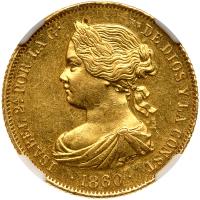 Spain. 100 Reales, 1860 (Madrid) NGC MS63 - 2