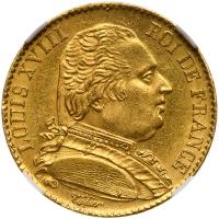 France. 20 Francs, 1815-A (Paris). NGC MS62