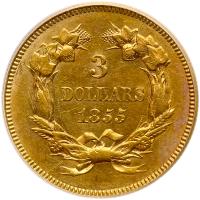 1855 $3 Gold PCGS AU55 - 2