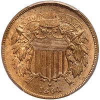 1864 Large Motto PCGS MS64 RB - 2