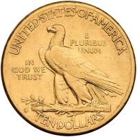 1910-S $10 Indian Sharpness of XF - 2