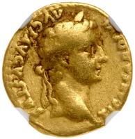 Tiberius, AD 14-37. Gold Aureus (7.46g) 19 mm