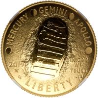 2019-W. $5.00 Gold Apollo 11 50th Anniversary NGC PF70 Ultra Cameo